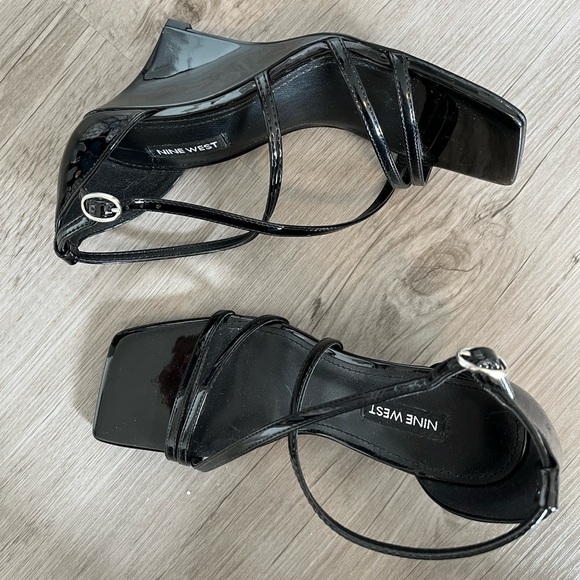 Nine West Glossy Black Wedge Sandals - Picture 2 of 3